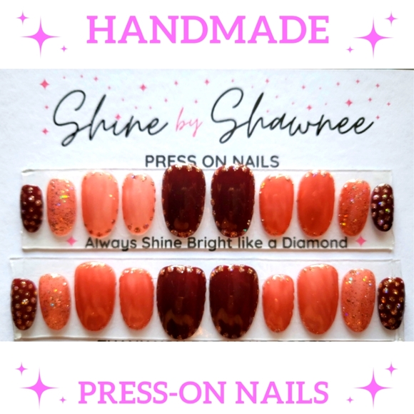 Handmade Luxury Press-On Nails | Sturdy & Reusable | FALL FOR ME - Picture 1 of 5